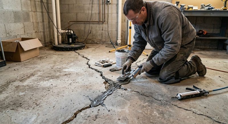 Cracked Basement Floor Repair in High Point, NC
